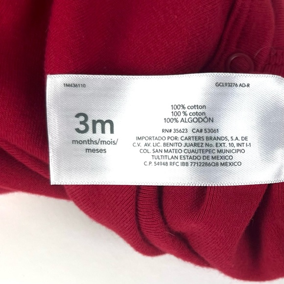 Carter's Boy's Red All-Star Long Sleeve Bodysuit - Picture 4 of 4